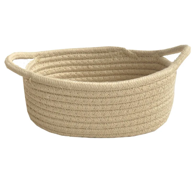 

2021 New Cotton Rope Basket Kids Baby Hand Woven Storage Baskets for Shelves, Green, pink, white, yellow, gray