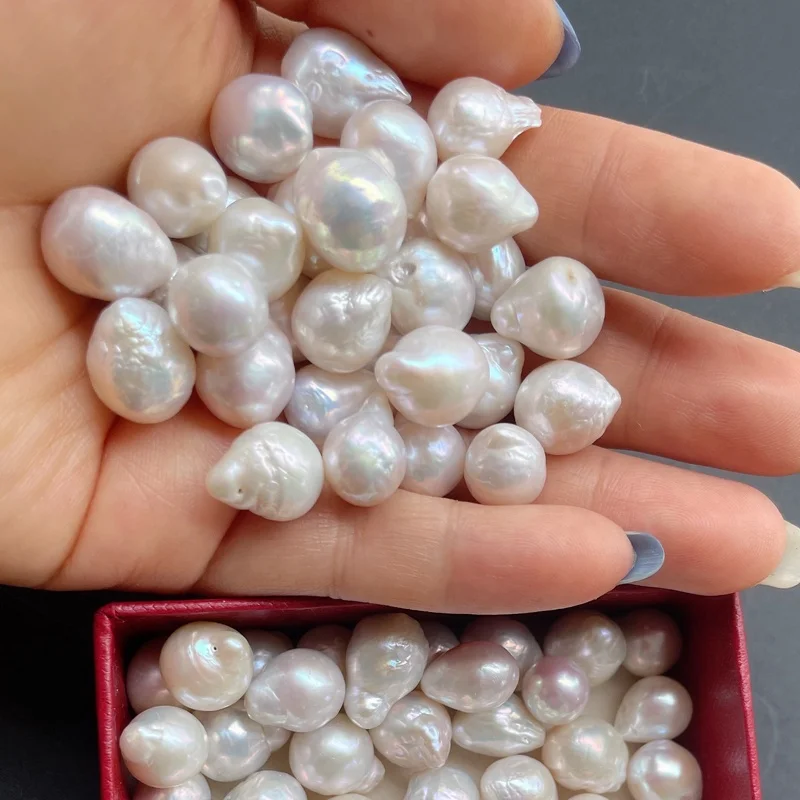 

Zhuji wholesale prices no hole loose pearls 9mm-11mm Natural white color dropwater shape baroque pearls for making rings
