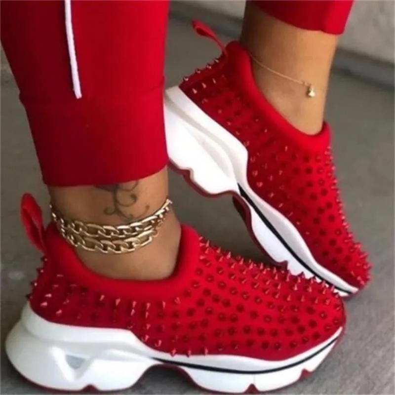 

Full rivet editing casual women shoes plus size running muffin thick heel bottomed trainer sneakers