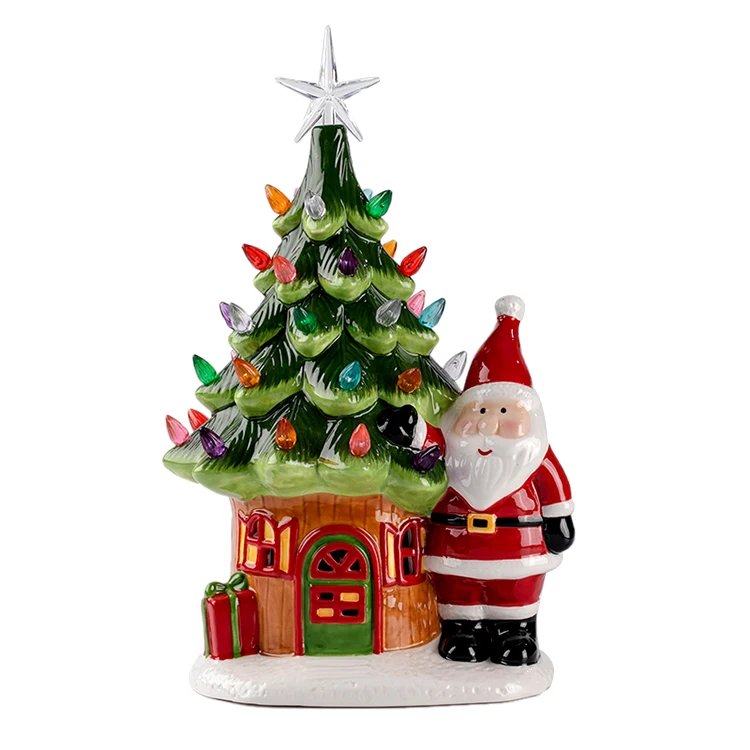 

Garden Courtyard Antique Decorative Santa Claus And Christmas Tree Design LED Ornament Solar Wall Lamp, Customized colors