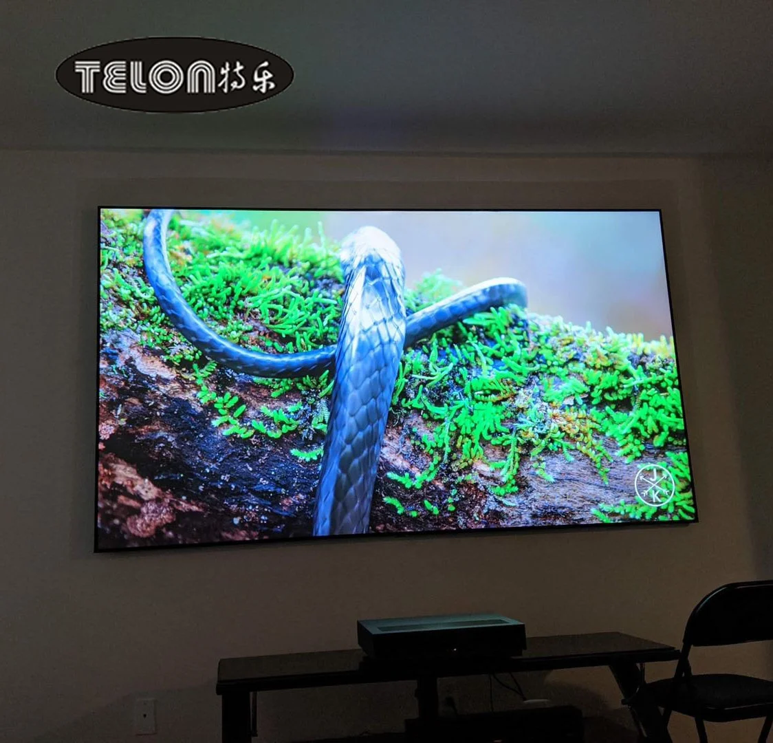 

Telon PET Crystal CBSP 4K 120" fixed frame ultra short throw ust clr screen ambient light rejecting alr pet projector screen, Dark grey