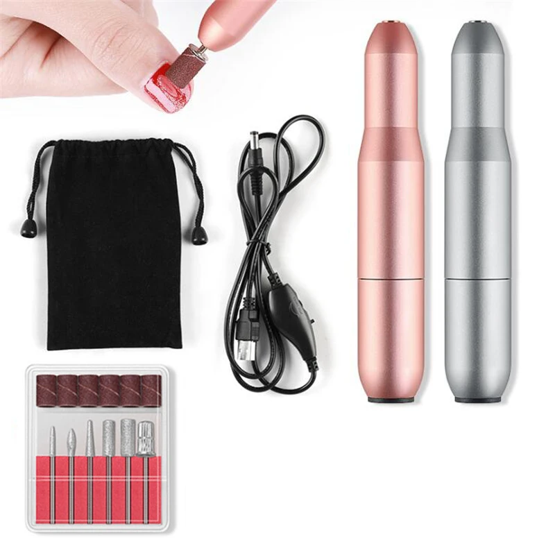 

NAD012 Usb Portable Electric Nail Drill machine polisher for nails art kits Manicure tool cloth bag package