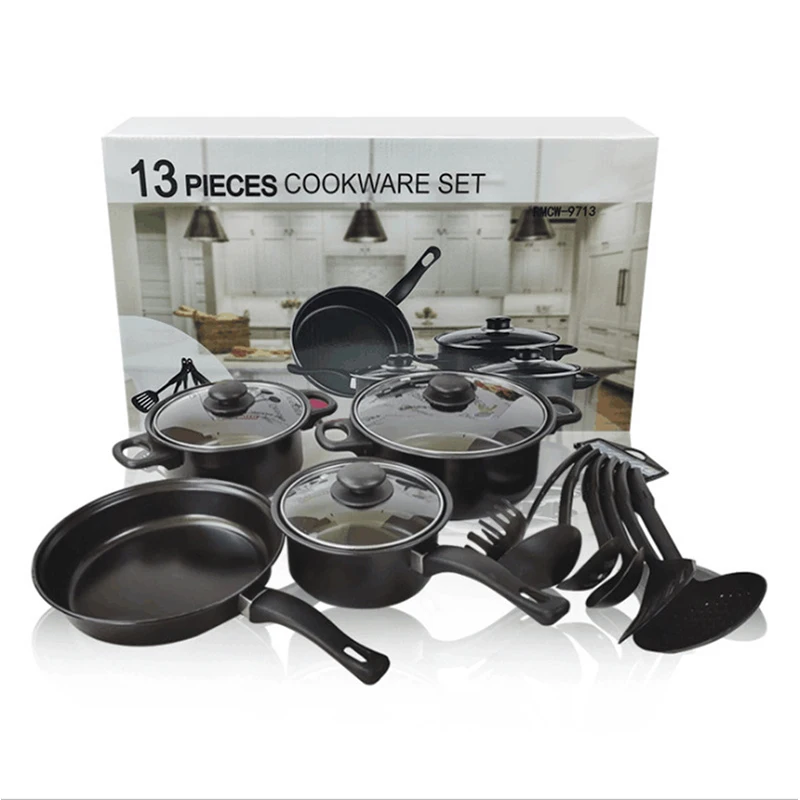 

LMK111 13PCS Multi-functional Non Stick Iron Cooker Set Kitchen Cooking Pan Frying Cookingware Pots and Pans