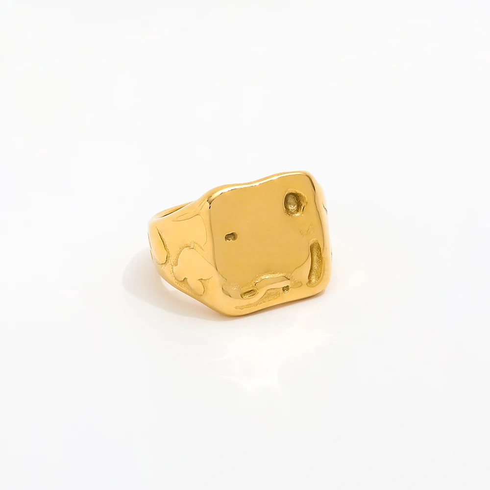 18K Gold Plated Stainless Steel Ring for Women Trendy New Stainless Steel Jewelry