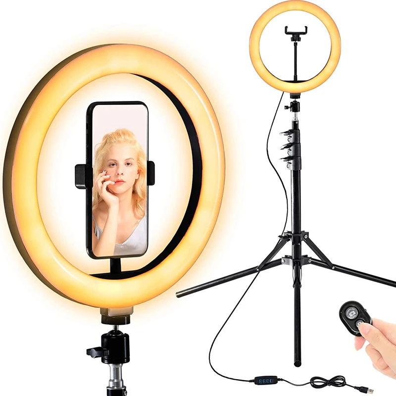 

JUNNX 10inch 26 cm LED Selfie Remote Ringlights Tripod Stand Set Photo Fill Light Ring Lamp Makeup 26cm 10 inches Right Light