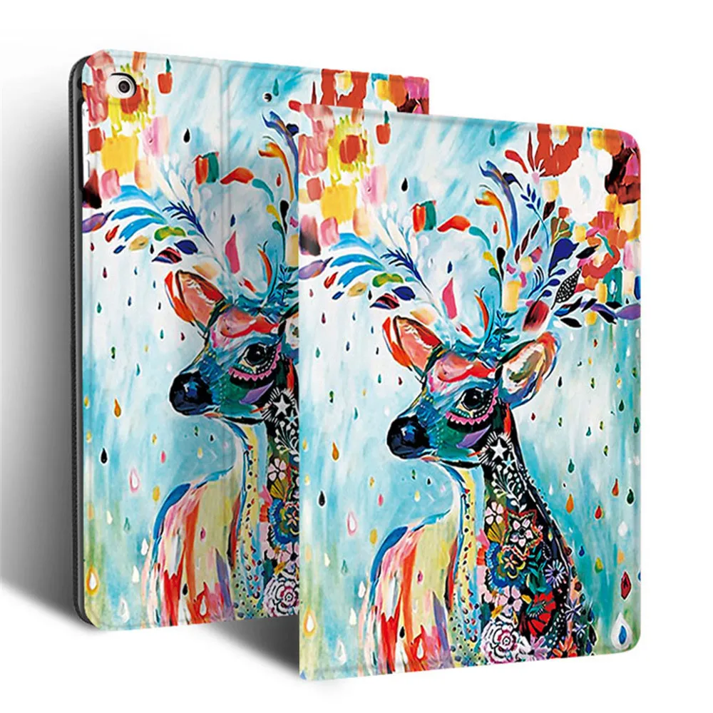 

New Creative Tablet Cover Cute Cartoon PU Leather Smart Case for iPad 10.2 2019 9.7'' 2017/2018 iPad 2 3 4 Air 1 2 Cases, As picture shows