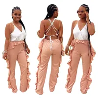 

OG5132 women summer backless ruffle jumpsuit