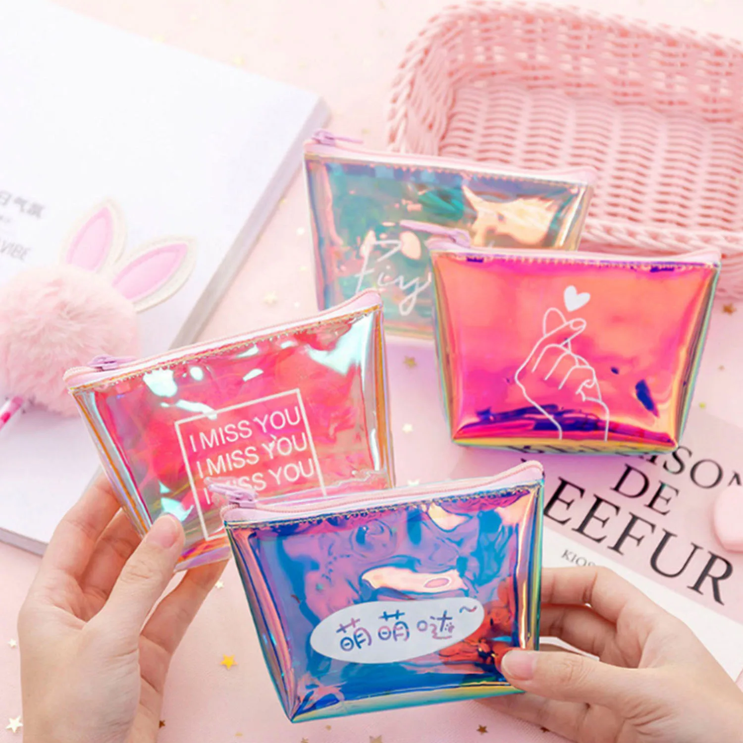 
Wholesale Laser PVC Wallet Zipper Bag for Girl 