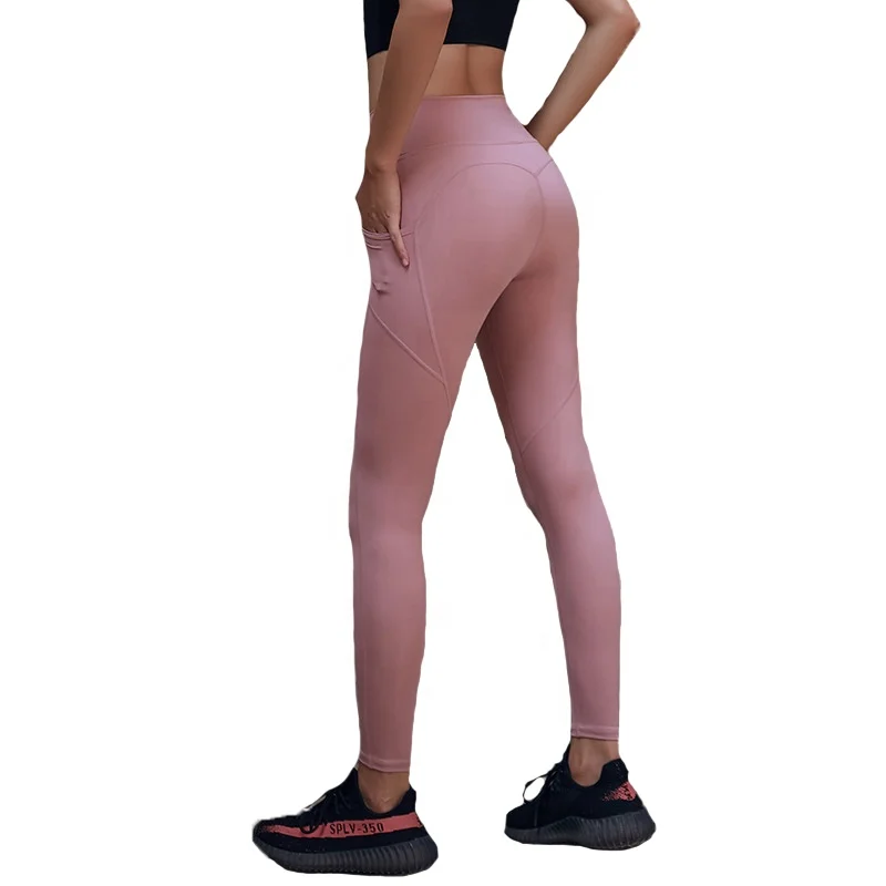 

New Design High Waisted Nylon Two Piece Legging Set Leggings Sport Fitness Cotton Yoga Pants, As the pic