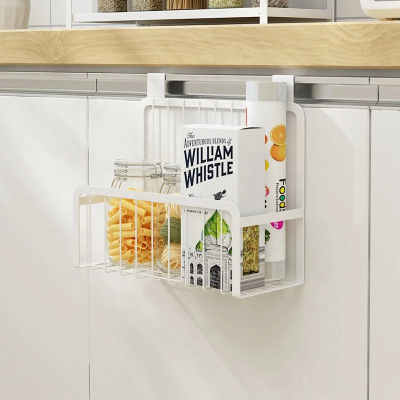 

Nordic style Metal hanging kitchen cupboard organizer spice rack, White