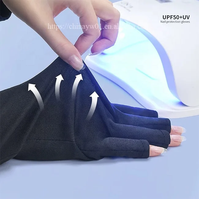 

Anti UV Gel Shield Glove UV Fingerless Manicure Nail Art Tools LED Lamp Nails Dryer Radiation Hand Protection Nail Gloves, Picture