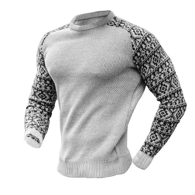 

Wholesale Men's Custom Knit Sweater Casual Sports Wear Men Warm Patchwork Pullover Cashmere Sweater