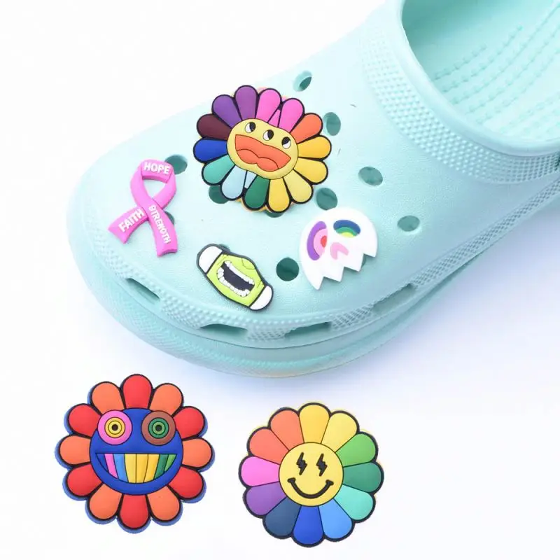 

Wholesale Pvc Rubber Sunflower Hot girl summer Shoe Charms Party Gifts Shoe Decoration Shoe Charm for Clog DIY, Jewelry