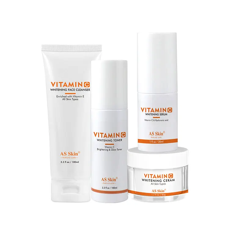 

Private Label Vitamin C Face Set Natural Organic Vitamin C Serum Set Moisturizing Whitening Face Vitamin C Skincare Set, White