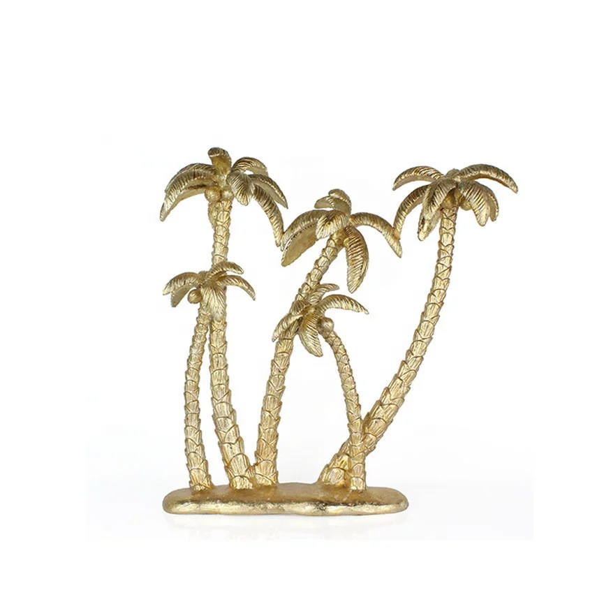 Wholesales resin coconut tree golf leaf sculpture  desk decor details