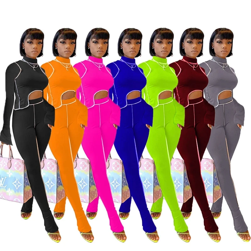 

ANL1155 Stacked Leggings 2Piece Women Clothing Stacked Pants 2Piece Set Fall Clothes Womens Stacked Jogger Two Piece Outfits