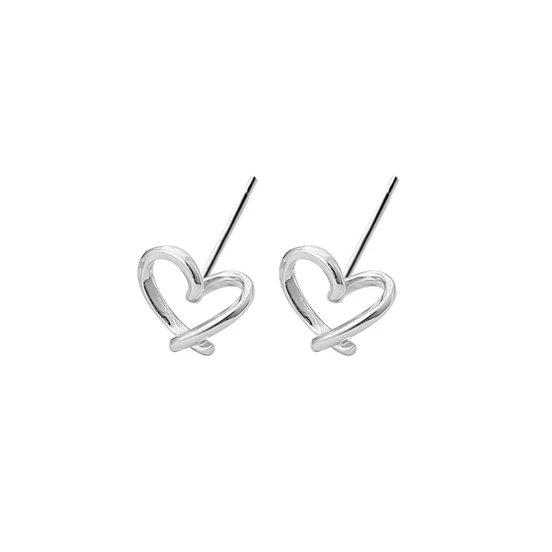 

Korean Fashion Simple Style Small and Fresh Love Earrings 925 Silver Sweet Hollow Heart Earrings Jewelry 2021