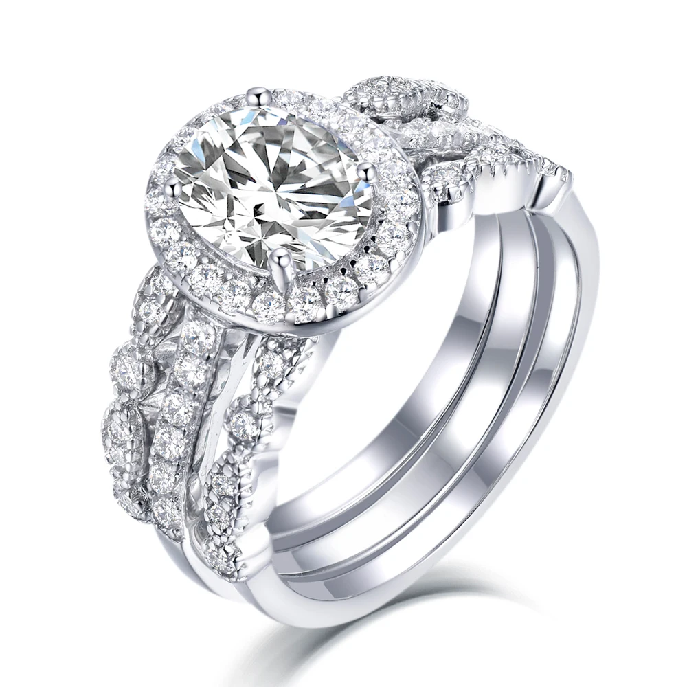 

Ready to Ship Wholesale Wedding Rings 925 Sterling Silver with Zircon