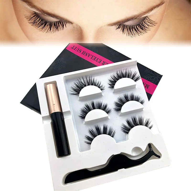 

Hot 5 Magnet Liquid Eyeliner Magnetic False Eyelashes & Tweezer Set Waterproof Long Lasting Eyelash Extension