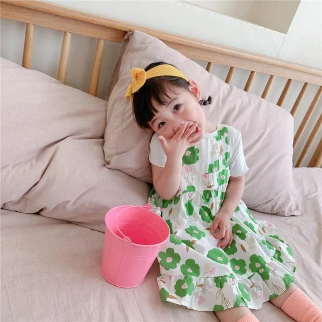 

Spring and Summer 2021 New Design Sleeveless Floral Print Kids Baby Girl Sweet Dress