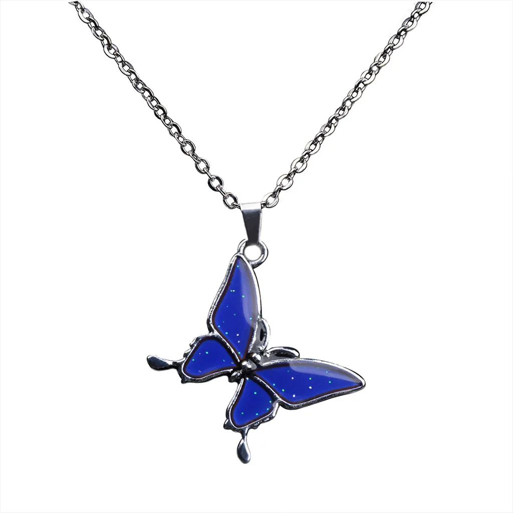 

NSM0036 Personalized Mood Necklace Changing Color Jewelry Butterfly Pendant Necklace, Gold,silver,rose gold