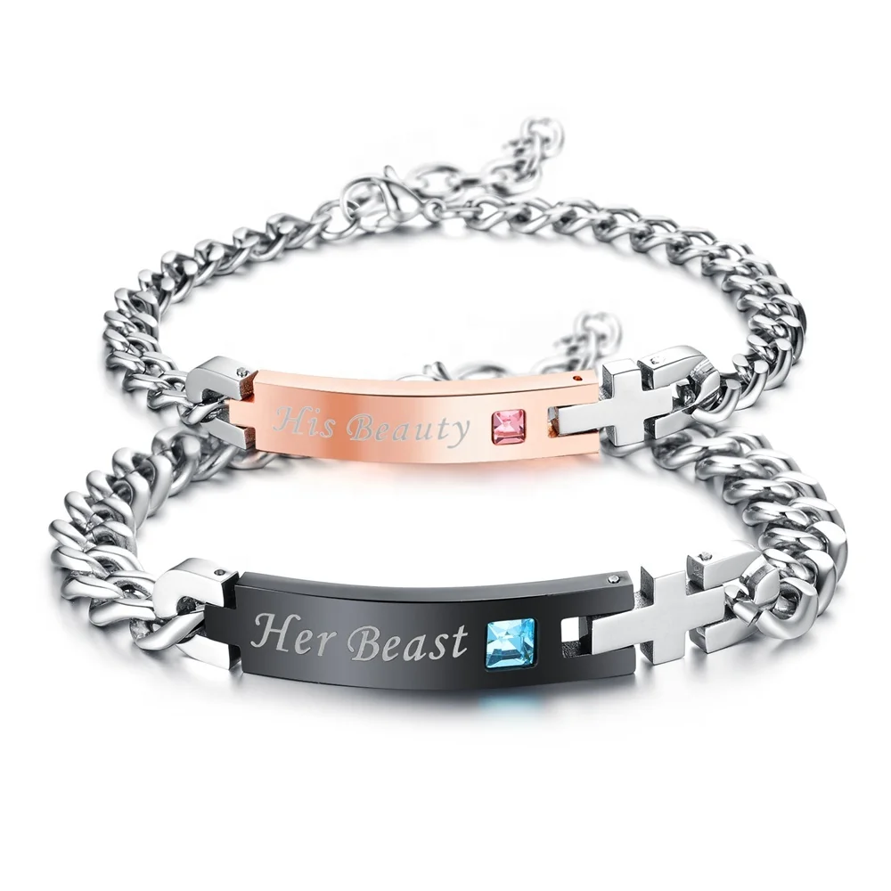 

Engagement Stainless Steel Adjustable Jewelry His And Hers Bracelets Couple Bracelet, Black/rose gold