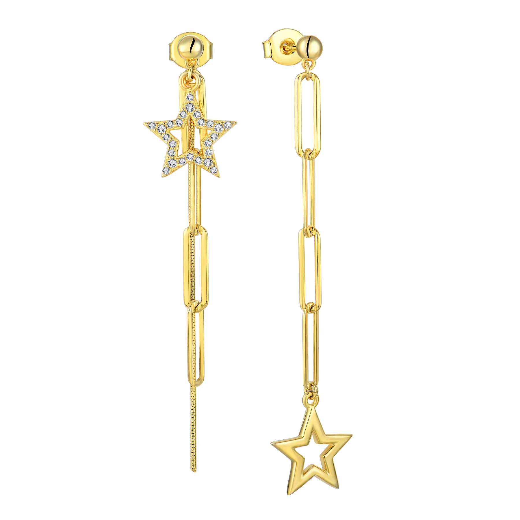 

17KM Bohemian Gold Color Long Chain Drop Earrings For Women Girls Fashion Star Moon Dangle Earrings Party Jewelry Gifts