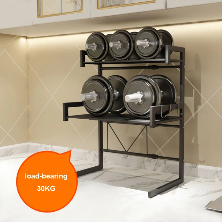
High Quality Carbon Steel Kitchen Storage Holder Metal Flexible Standing Type Microwave Oven Shelf Rack 