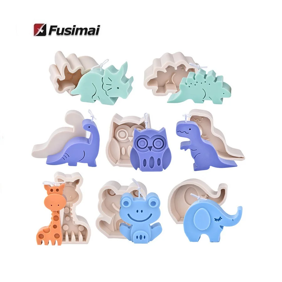 

Fusimai Dinosaur Giraffe Elephant Frog Candles Scented Mould Silicone Animal Candle Mold, Customized color