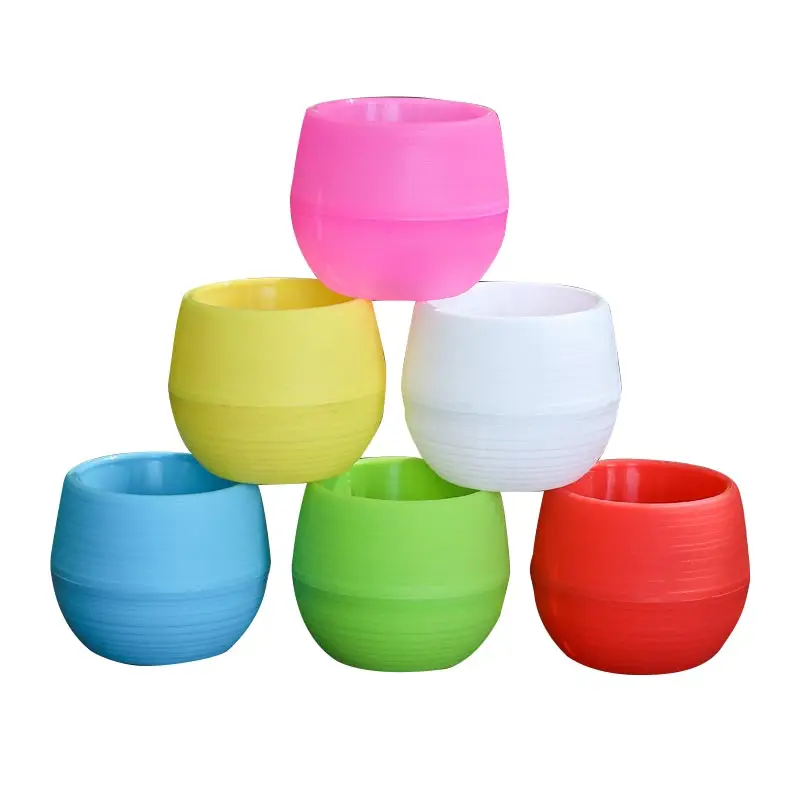 

New Various sizes of succulent plants small flower mini stone ball flower pot pp resin plastic rainbow pot