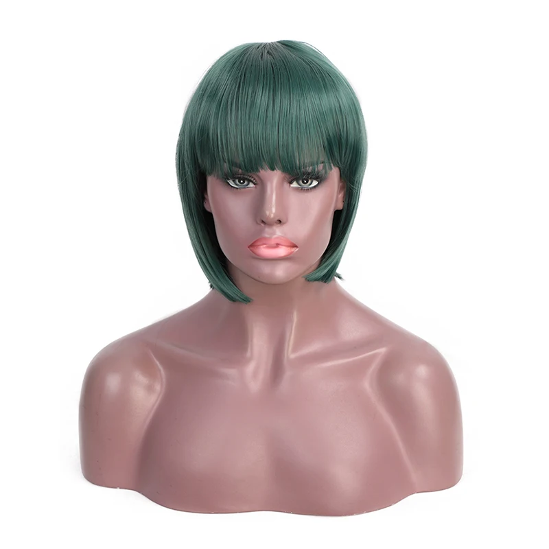 

Private Label European and American heat resistan short wig ladies hair bobo head chemical colored synthetic fiber wig headgear