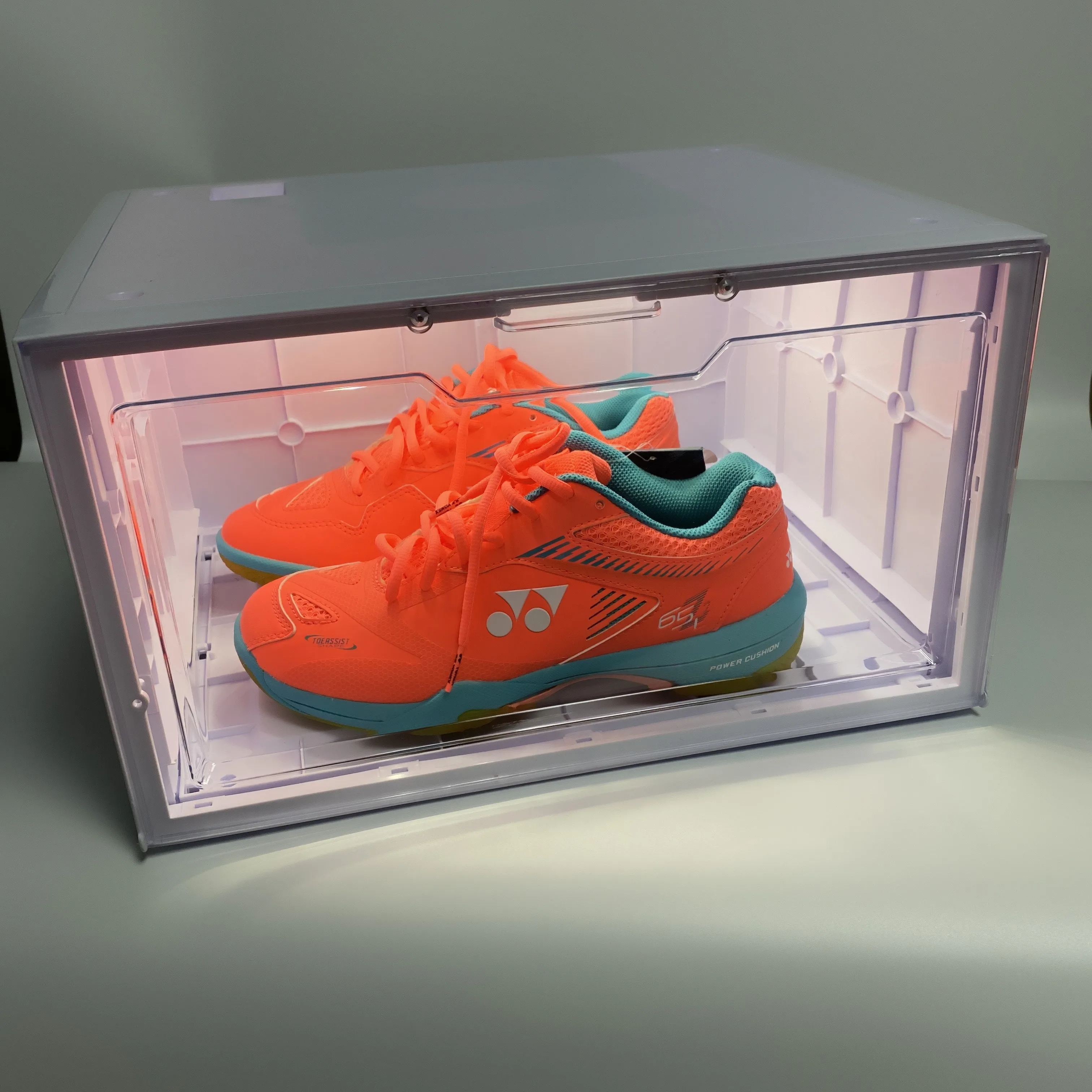 Side Open Plastic Led Light Shoes Display Box Voice Control Led Sneaker