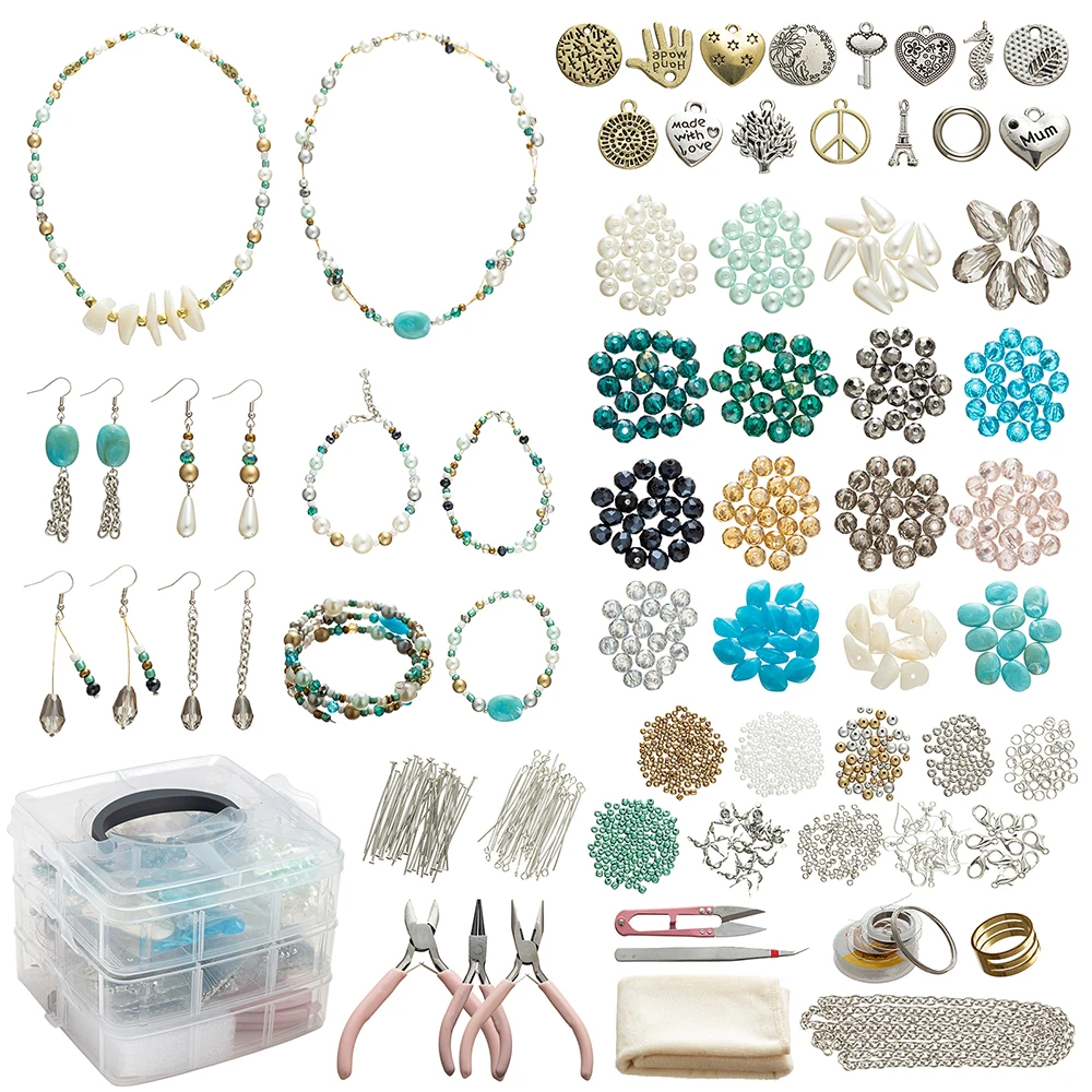 

Jewelry Making Kit For Bracelets Beads Charms Findings Jewelry Pliers Beading Wire For Necklace Bracelet Earrings Making Kit