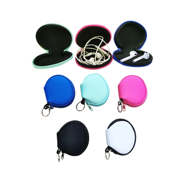 

RTS Customization Plain Color Portable Coin Purse Neoprene Waterproof Earbud Bag/Case Face Cover Pouch, Customized color