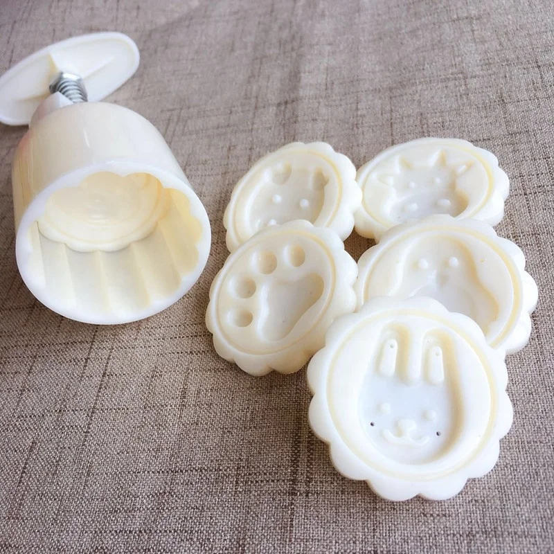 

plastic cookie shapes press molds mooncake mold creative baking tool, White