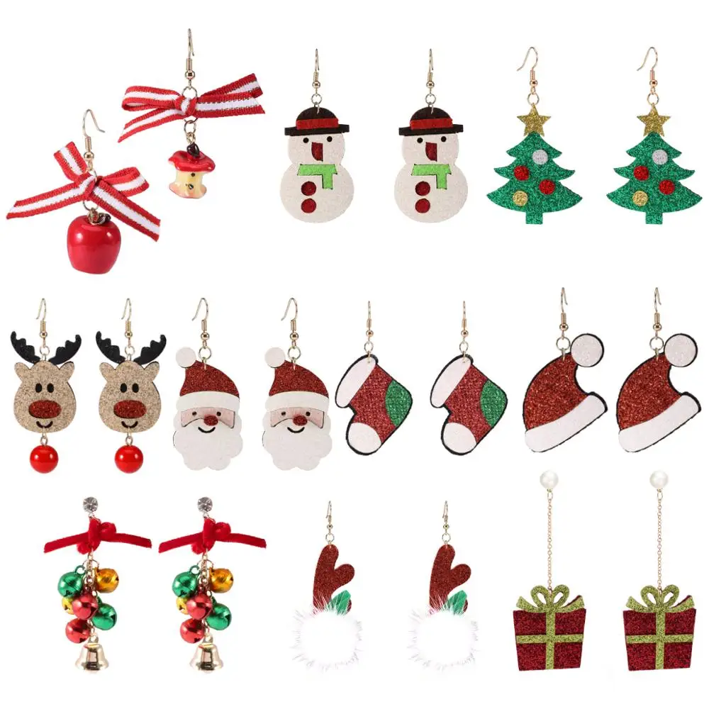 

xmas decorations hats accessories snowman stocking christmas earrings for christmas gift