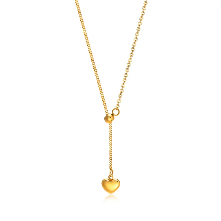 

Amazon hot sale necklace no fade stainless steel gold plated heart drop necklace