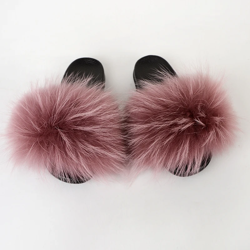 
2020 Wholesale New Fashion Fur Slippers Luxury Mink Fur Women Slides Ladies Mink Real Fur Fluffy Slippers 