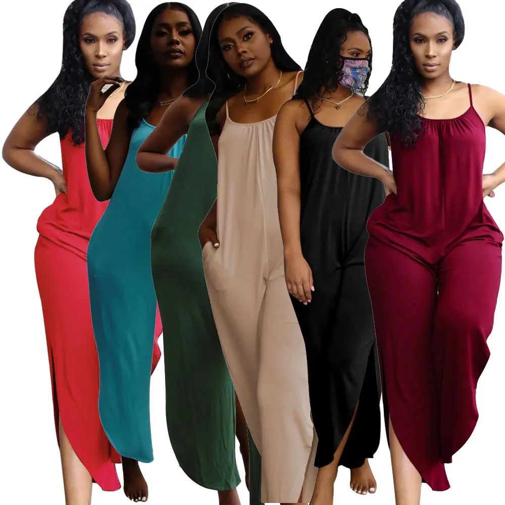 

20530-MX44 sleeveless spaghetti strap one piece jumpsuit women sehe fashion