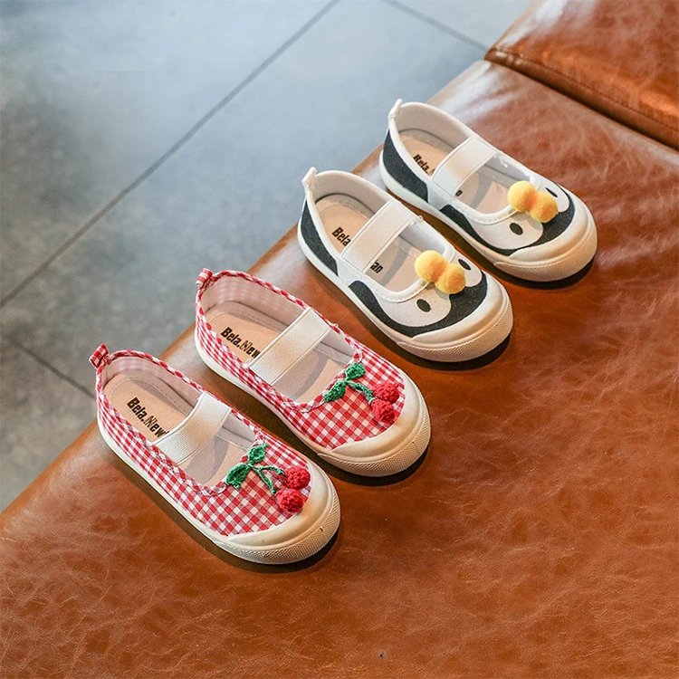 

Baby Breathable China Wholesale Children'S Shoes Girls And Boys Used Flat Canvas Shoes, Pink, black