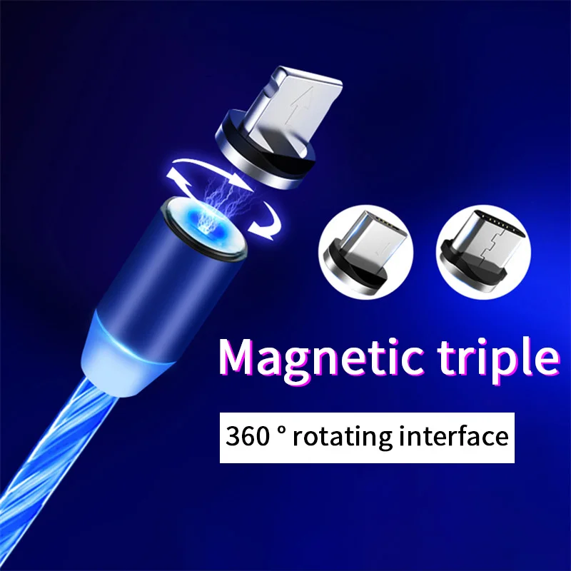 2020 New Trending LED Flowing Light Magnetic Charging Cable Cellphone Fast Charging Cord Micro USB Cable Charger Data Cable Line - ANKUX.COM