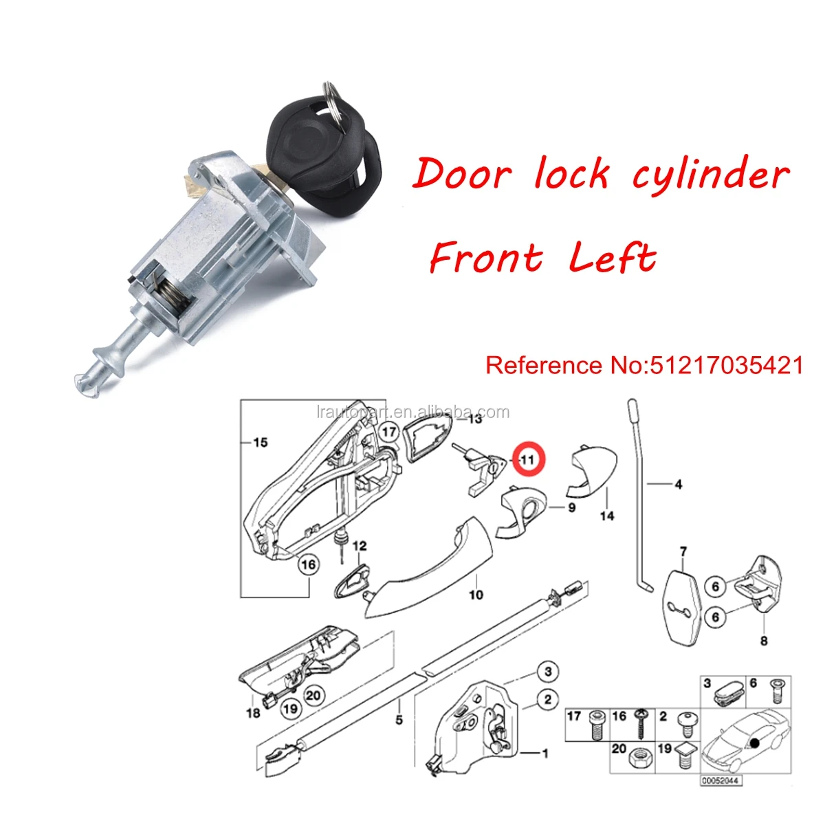 KESOTO Perfect Replacement Car Door Lock Cylinder Barrel Repair Kit for BMW X3 X5 51217035421