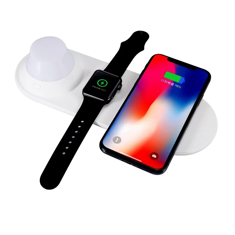 New arrivals Table Lamp 3 in 1 Wireless Charger for smart watch LED Night Lamp qi Phone