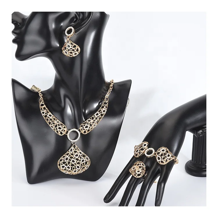 

S11228 2019 New Selling Wedding Sets Gold Plated Alloy Ladies Party Luxury Charm Big Suits Jewelry Sets