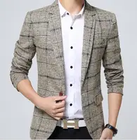 

best selling korean brand men knit wedding coat men checked plaid slim fitted blazer