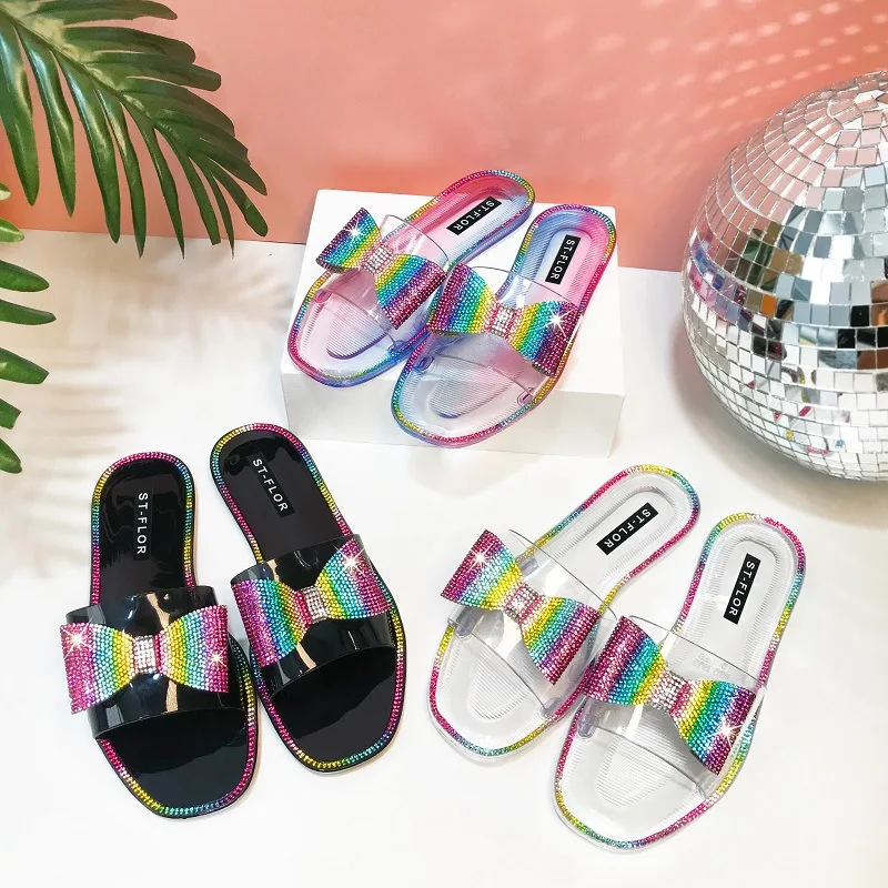 

Zapatillas de cristal mujer Wholesale Plastic Slipper Shoes Lady Transparent Jelly Sandals, Customized color