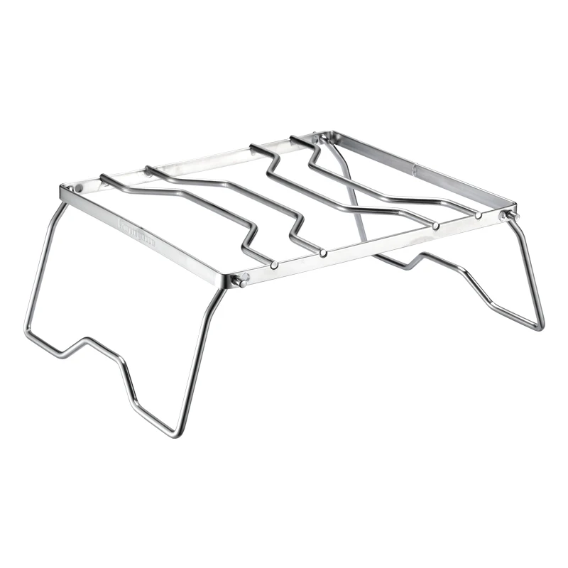 

Outdoor camping multi-function folding storage bracket camping console stainless steel stove rack BBQ bracket, Silver