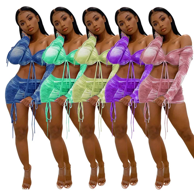 

2021 summer girl's Swimming Suit Beachwear tie-dye Swimsuit 2 pieces set Sexy bikini for Women, Shown