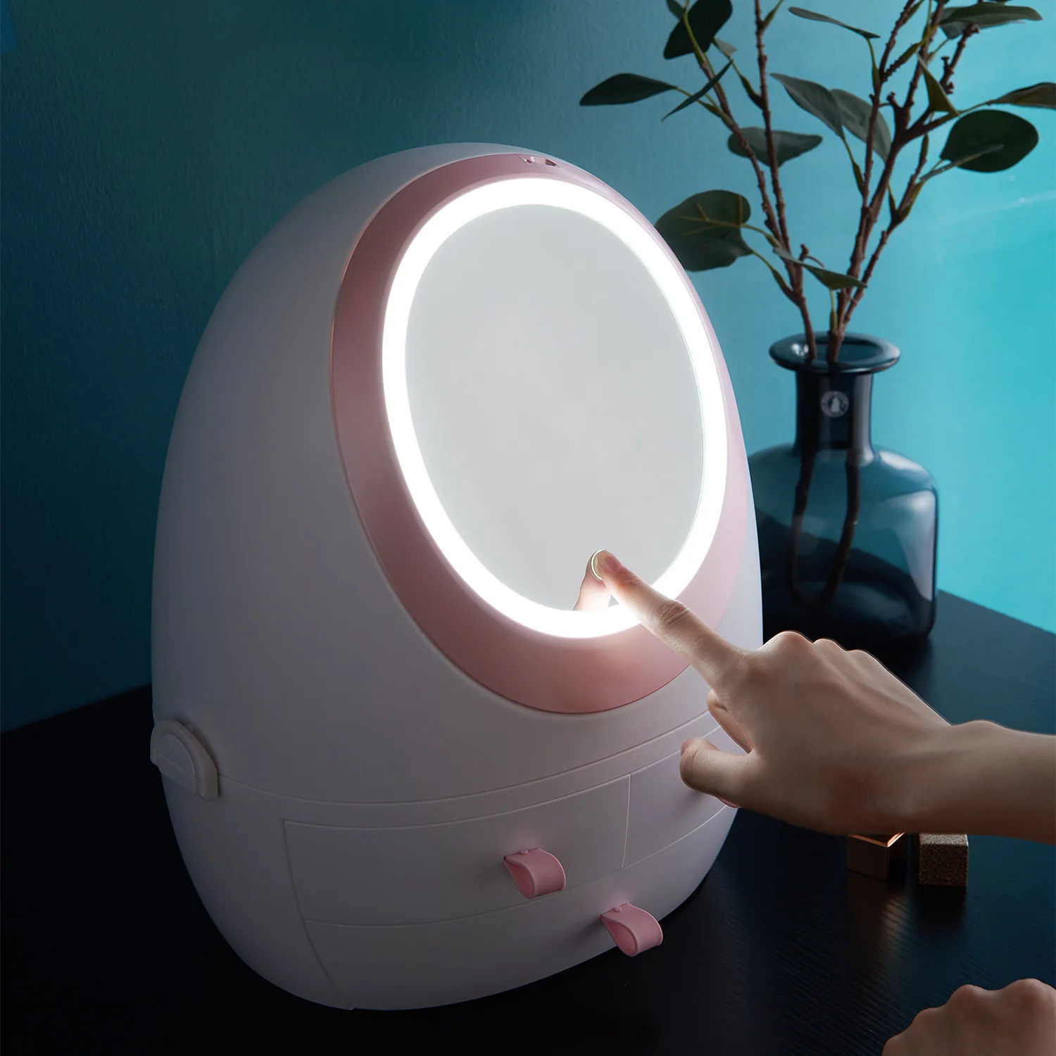 

Touch Screen Switch Light Up Cosmetic Makeup Mirror Portable Box