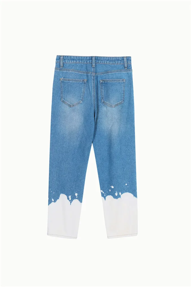 
New arrival cotton denim ripped jeans women tie dye bleach fashionable pencil jeans for women crop jeans for ladies 